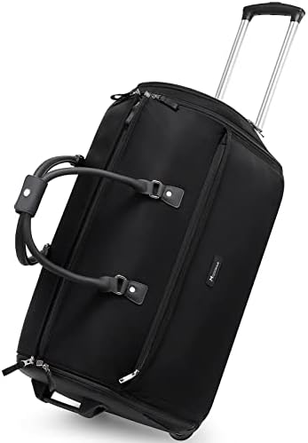 Modoker Rolling Garment Bags, Large Garment Duffle Bag with Wheels, 3 in 1 Garment Suit Luggage Bag for Women Men Business Travel Weekender, Black