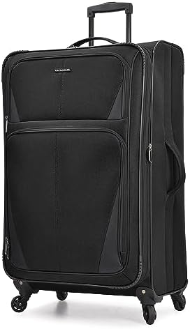 U.S. Traveler Aviron Bay Expandable Softside Luggage with Spinner Wheels, Black, 30-Inch